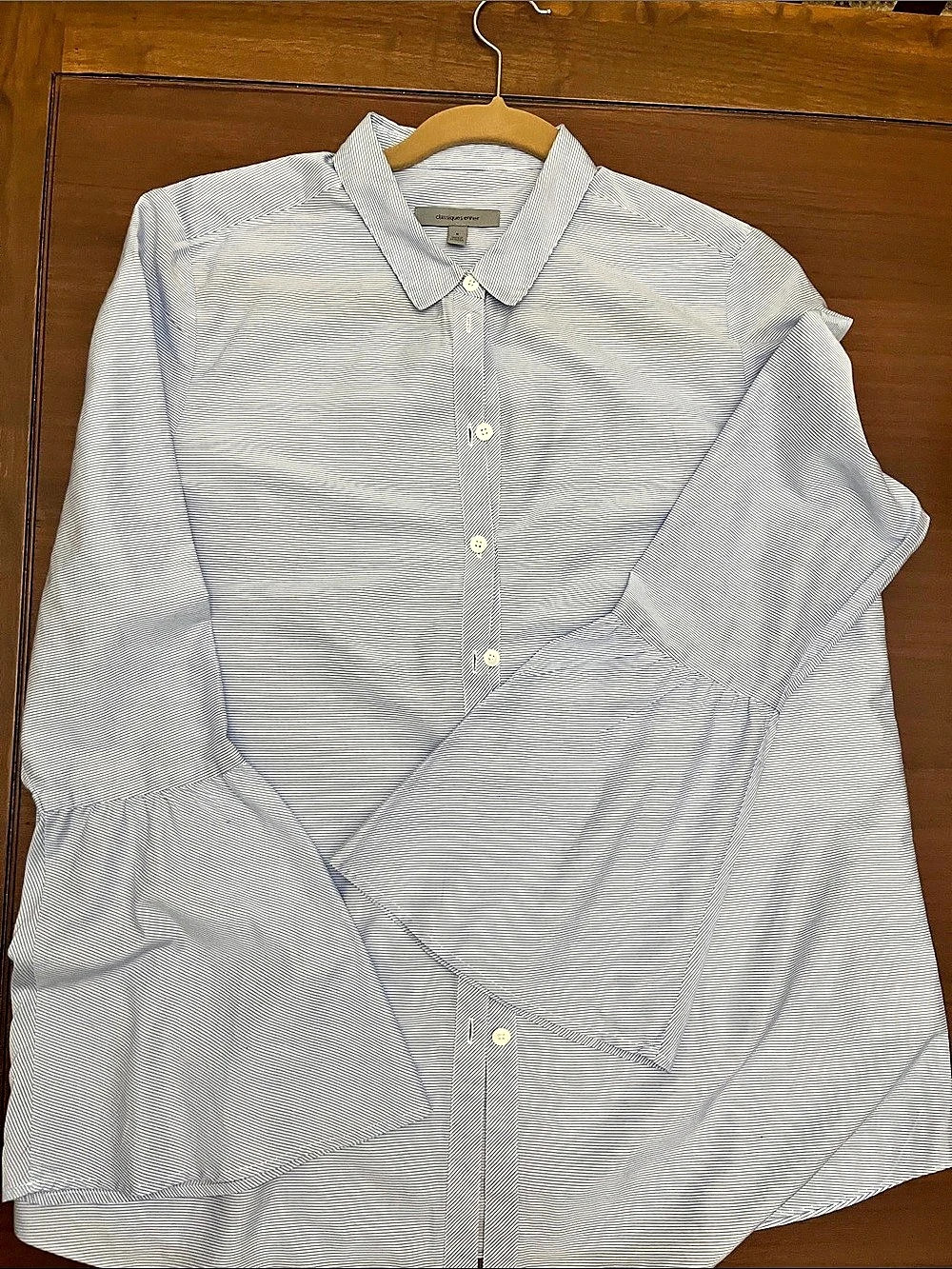classiques entier Striped Button Down in Blue & White Size Small